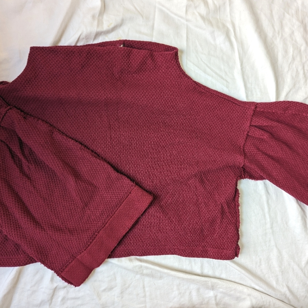 Free People Funnel Neck Bell Sleeve Sweater